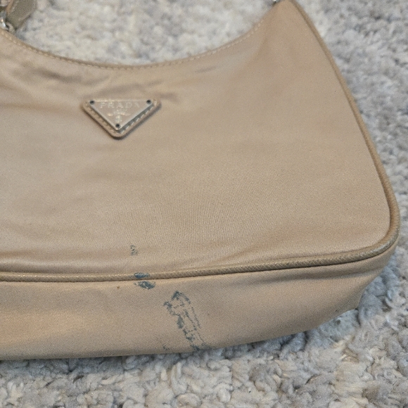 PRADA Shoulder Bag Nylon Beige Silver Chain Srrap - Picture 2 of 16